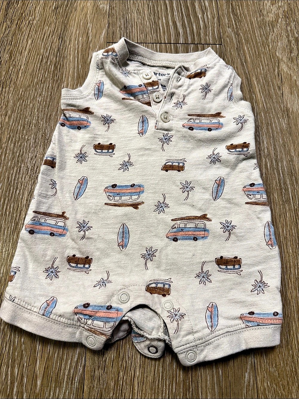 Carter's Baby Romper Gray & Blue Size 3M Like New